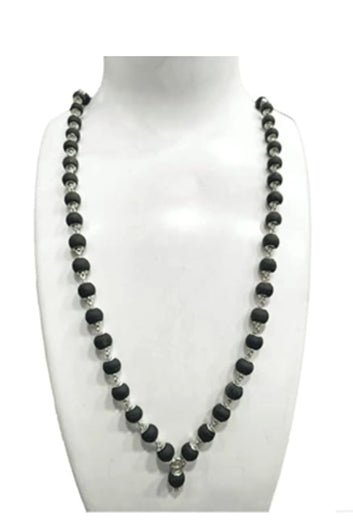 Silver Plated Karungali Malai Necklace Natural Ebony Wood ( Lab Certified)