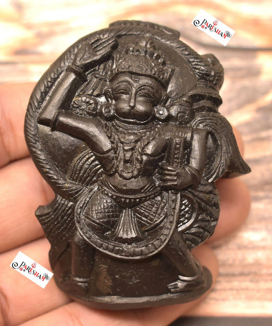 Paresham Hanuman Murti / Hanumana Idol Carved on Sudarshan Shaligram Nepal HM118