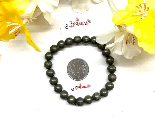 Natural Raw Pyrite Stone Bracelet Pyrite Gemstone Stretch Bracelet